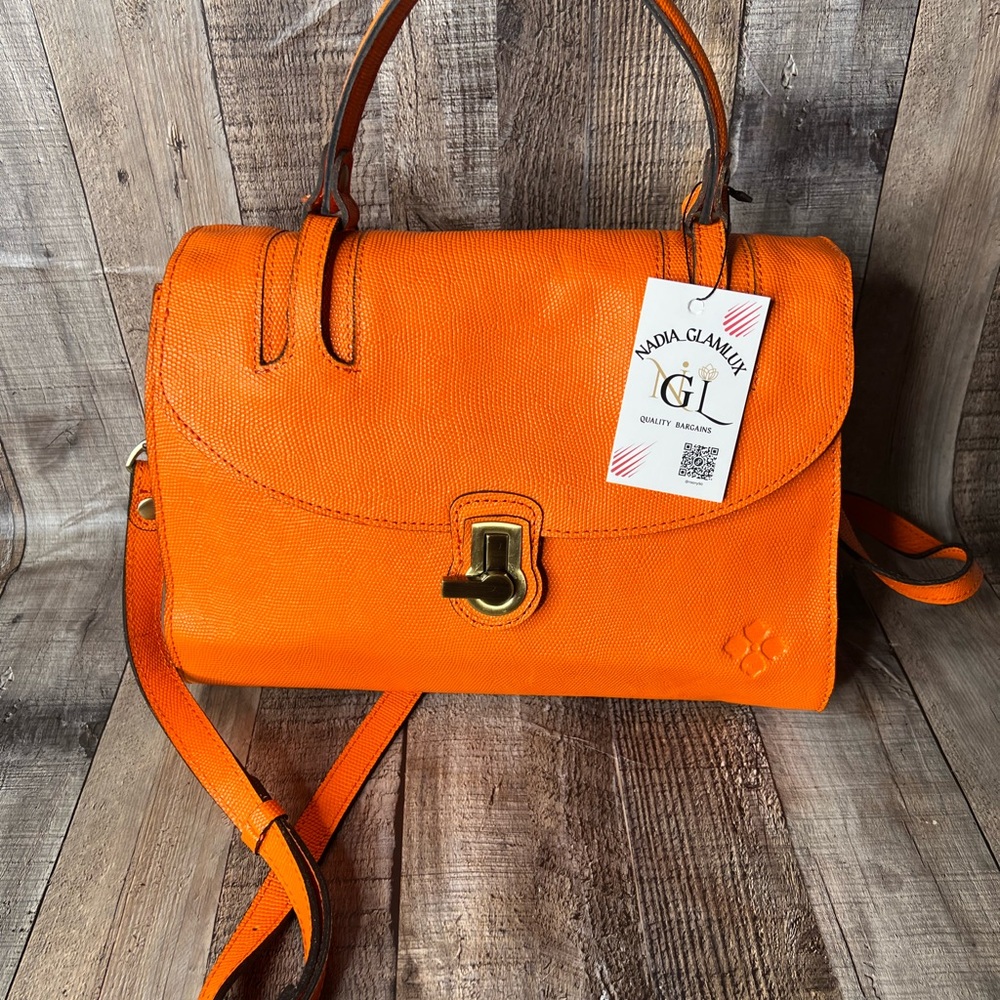 Patricia Nash STINTINO Orange Vintage Leather Flap Satchel